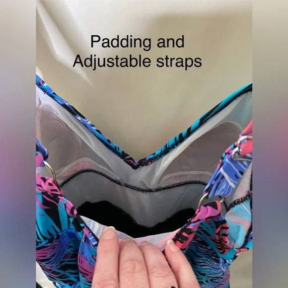 Croft & Barrow Colorful Palm Leaf Ruffled Tiered Swimsuit/Dress/Tankini - Picture 6 of 6